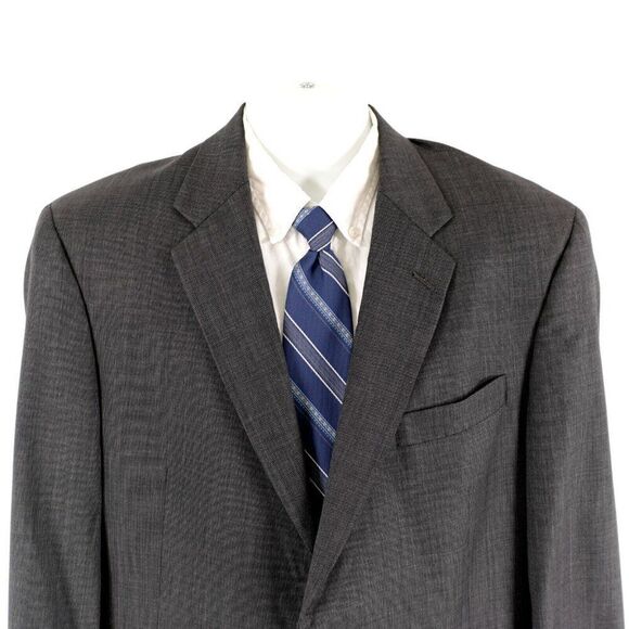 Hart Schaffner Marx Gold Trumpeter Nordstrom Wool Check Gray 2 Button Blazer 44L - Picture 1 of 16